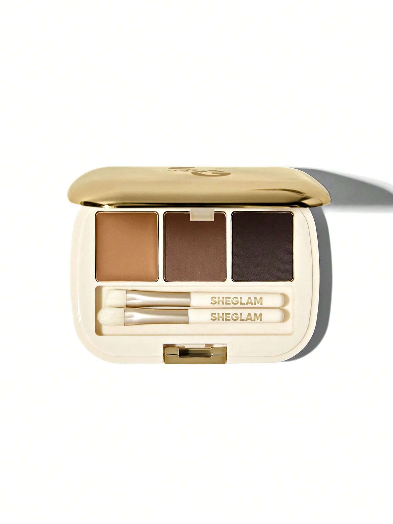 SHEGLAM Full-Filled Eyebrow Palette 101 Dark Brown 3-Color Matte Powder and Wax for Filling Defining Shaping with Small Brush