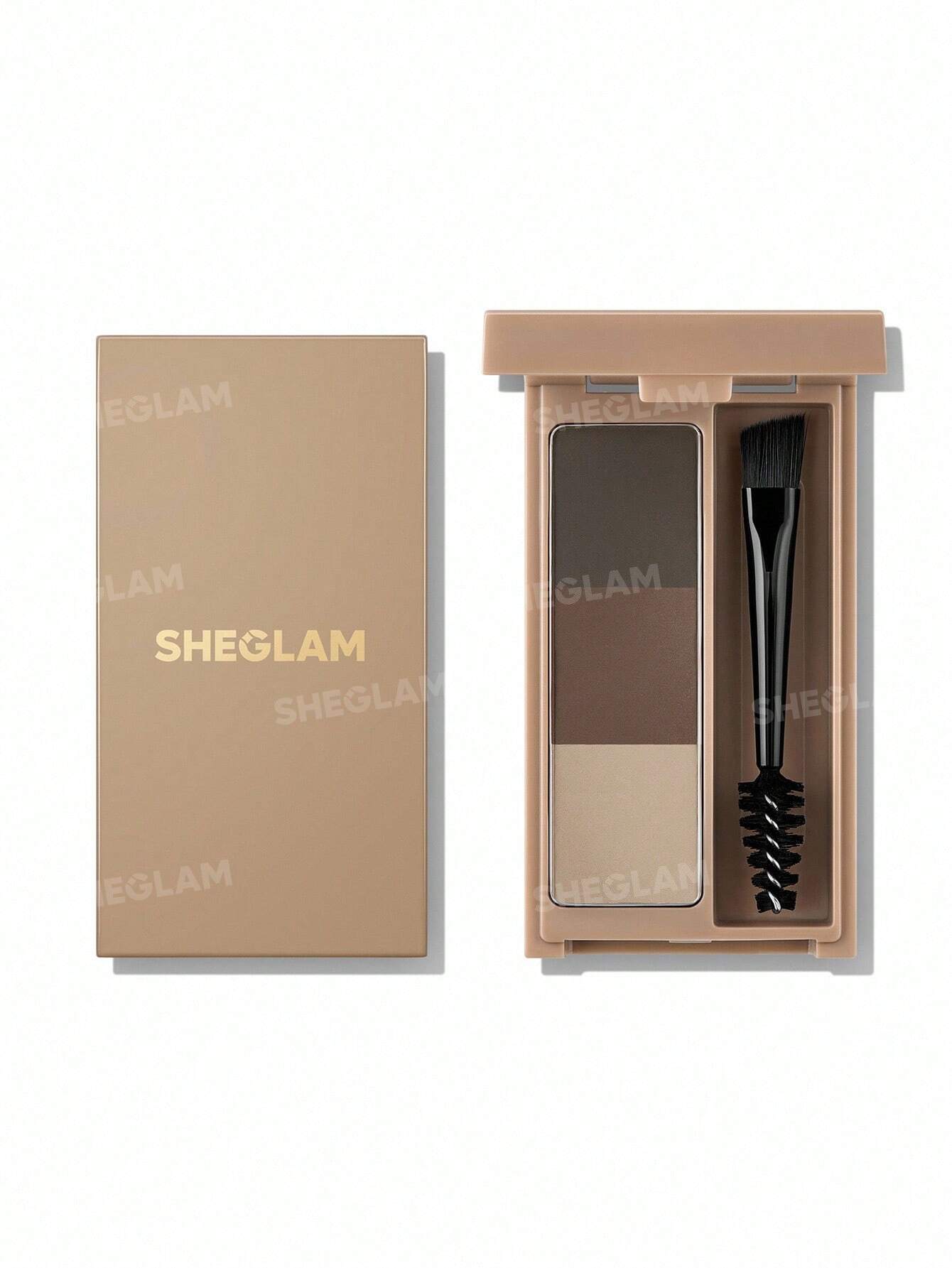 SHEGLAM Puff Brow Palette Brown Multi-Shade Matte and Wax Eyebrow Powder for Filling, Shaping, and Defining Brows