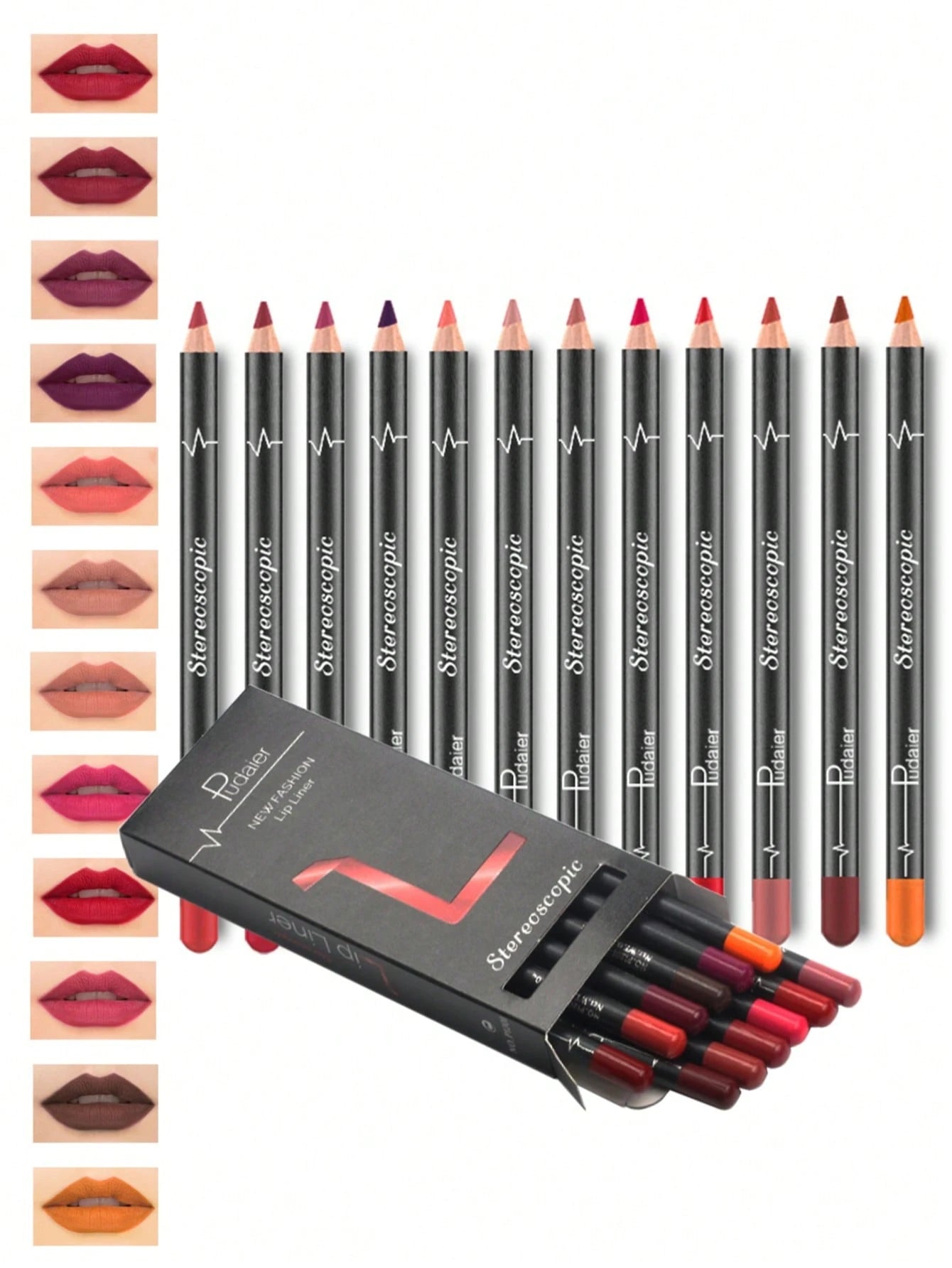 SHEGLAM Pudaier Glimmer & Gleams 12pcs Waterproof Matte Lipliner Pencil Makeup Set