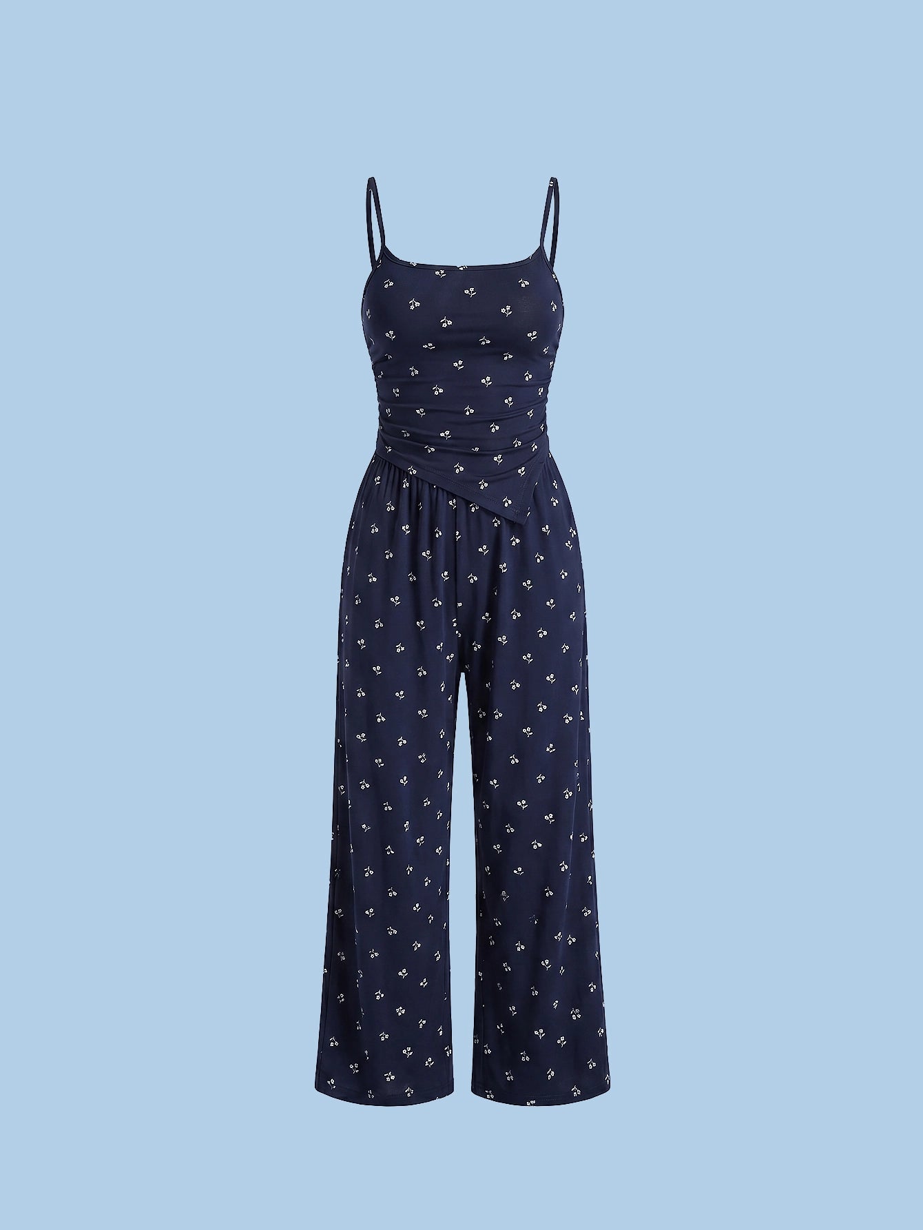SHEIN DAZY Women's Pijama All-Over Print Asymmetrical Camisole Straight Loose Pants Set