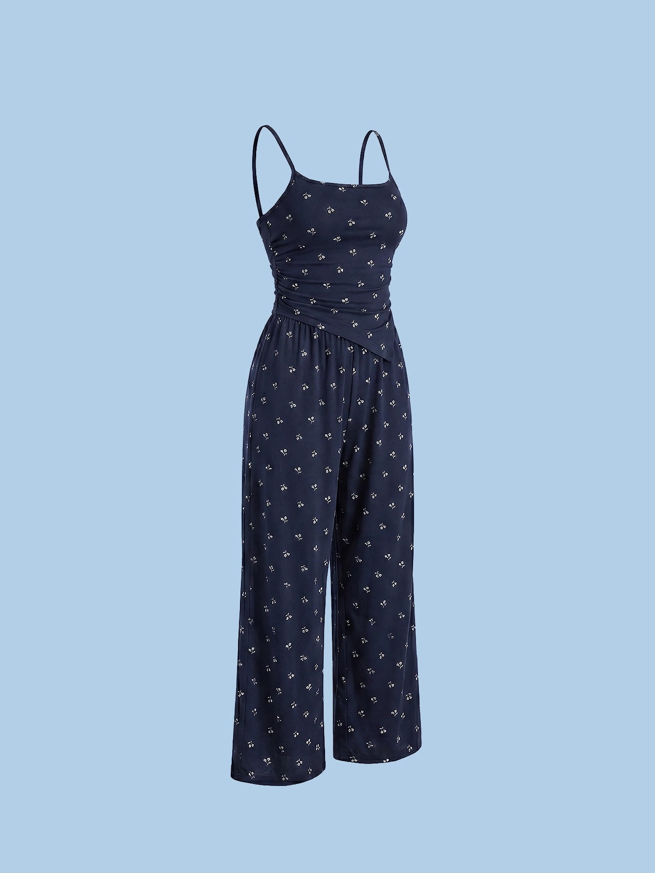 SHEIN DAZY Women's Pijama All-Over Print Asymmetrical Camisole Straight Loose Pants Set