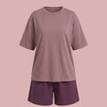 SHEIN DAZY Women's Pijama 2pcs Solid Color Loose Short Sleeve Shorts Pajama Set