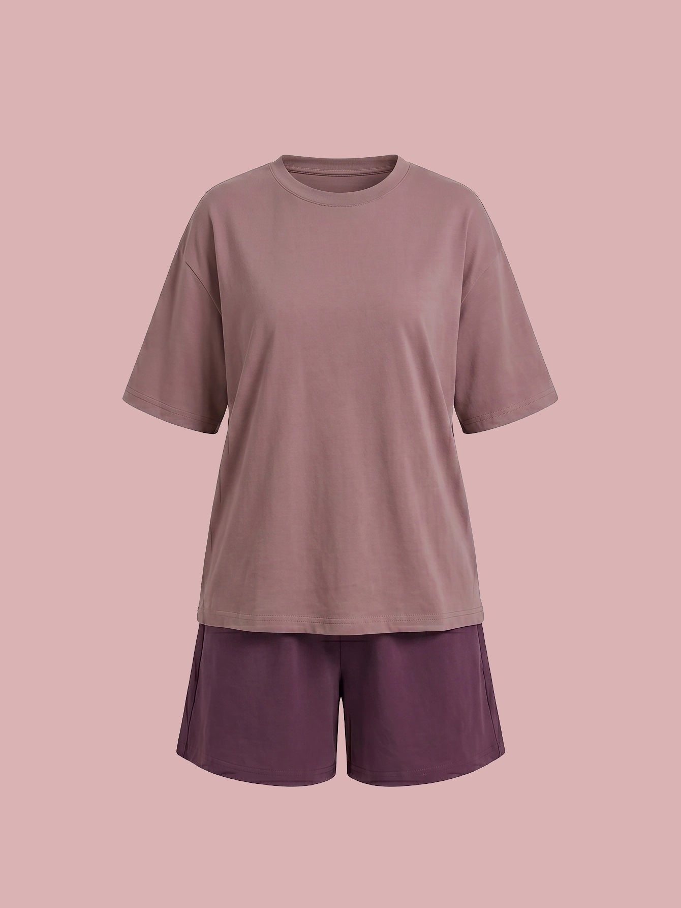 SHEIN DAZY Women's Pijama 2pcs Solid Color Loose Short Sleeve Shorts Pajama Set