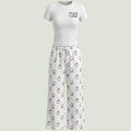 SHEIN DAZY Women's Pijama 2pcs Letter Print Cropped Top Loose Cartoon Pants Pajama Set