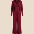 SHEIN DAZY Women's Pijama 3pcs Solid Color Knit Twist Camisole Cardigan Pants Loungewear Set Autumn
