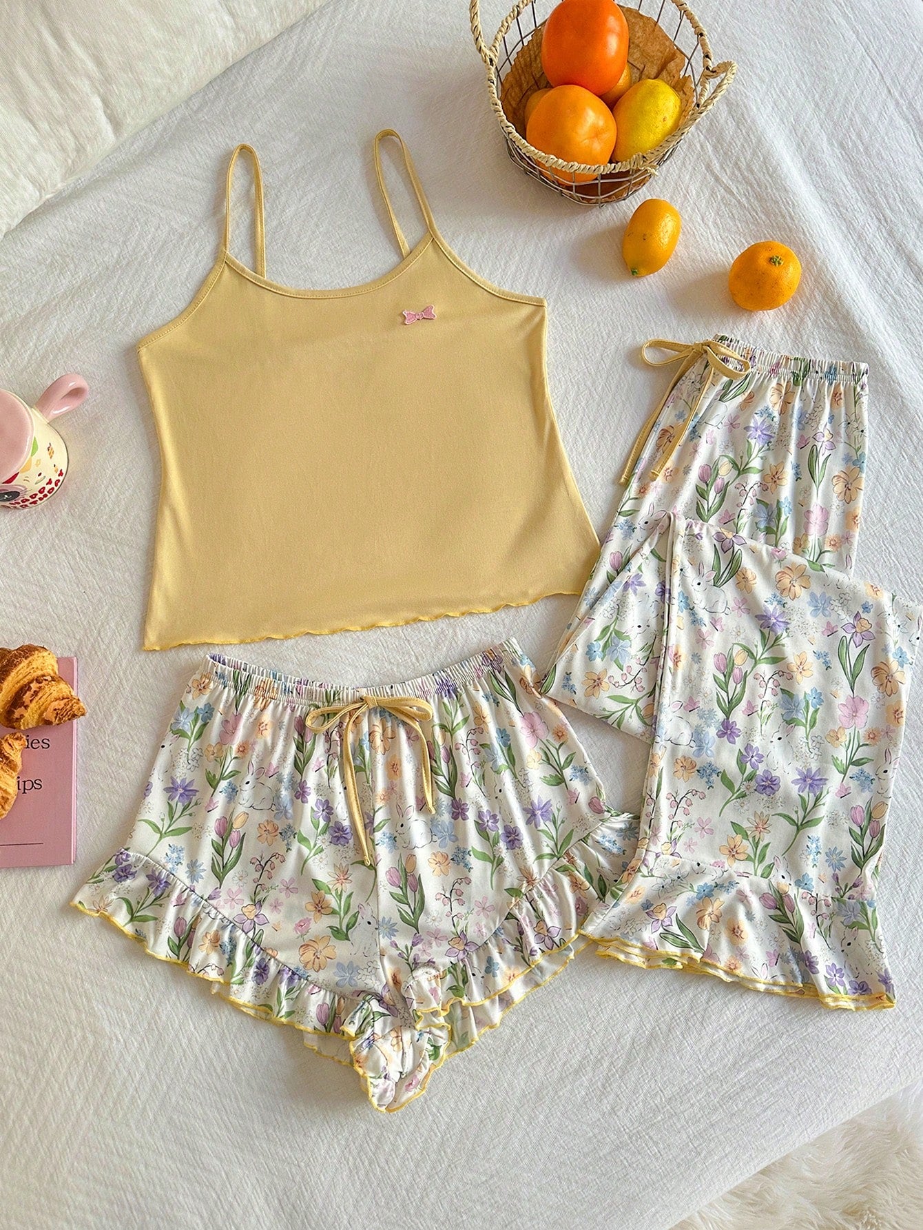 SHEIN Women 3-Piece Floral Camisole Top And Pants Set