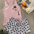 SHEIN Women Cartoon Graphic Tie-Front Pajama Set