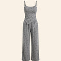 SHEIN DAZY Women's Pijama Asymmetrical Allover Print Loose Straight Leg Jumpsuit Pajama Set