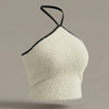 SHEIN Top DAZY Contrast Trim Fluffy Halter Top