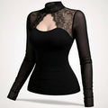 SHEIN Top DAZY Tie Back Bow Lace Hollow Blouse Top