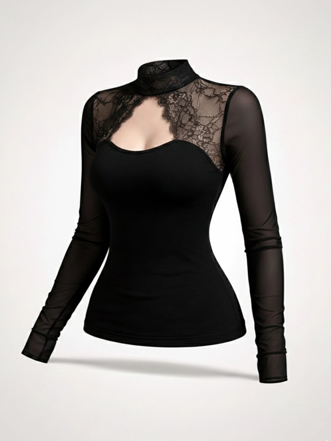 SHEIN Top DAZY Tie Back Bow Lace Hollow Blouse Top