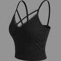SHEIN Top DAZY Black Solid Lace Hollow Out Camisole Tank Top