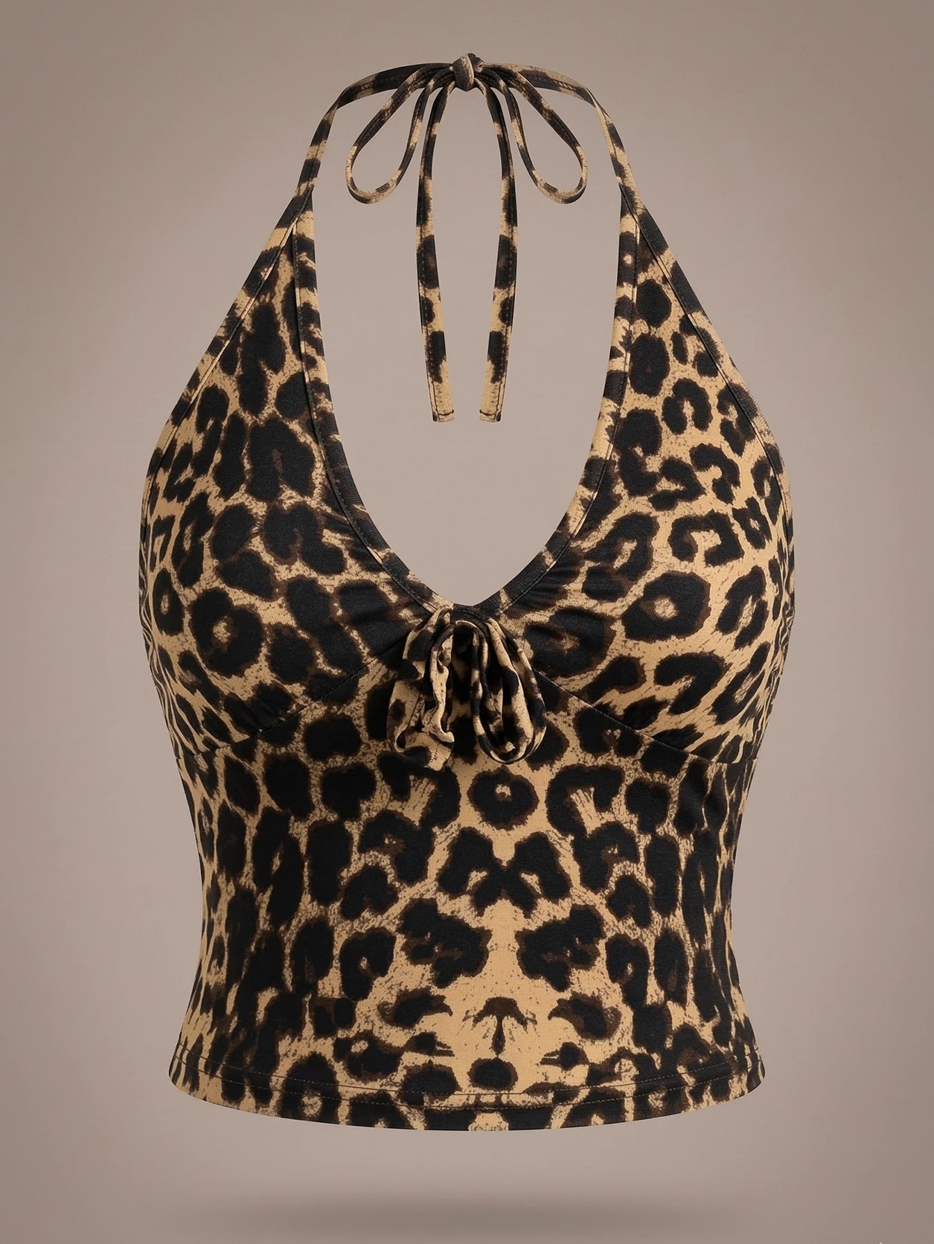 SHEIN Top DAZY Leopard Print Slim Fit Halter Tank Top