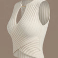 SHEIN Top Celisse Crossover Chain Detail Crop Knit Knit Top