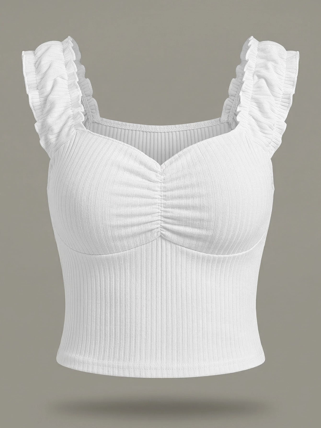 SHEIN Top DAZY Solid Ruched Sweetheart Collar Tank Top Casual Summer Going Out