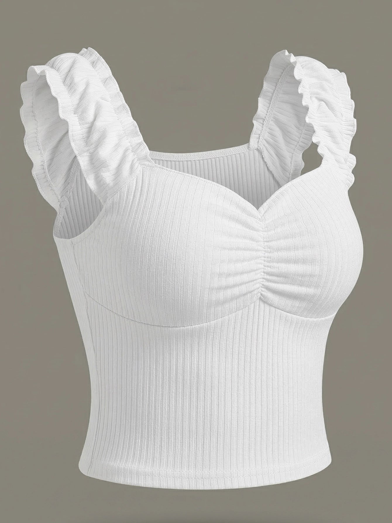 SHEIN Top DAZY Solid Ruched Sweetheart Collar Tank Top Casual Summer Going Out