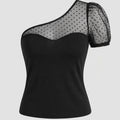 SHEIN Top SHEIN Privé Dobby Mesh Yoke One Shoulder Casual Top