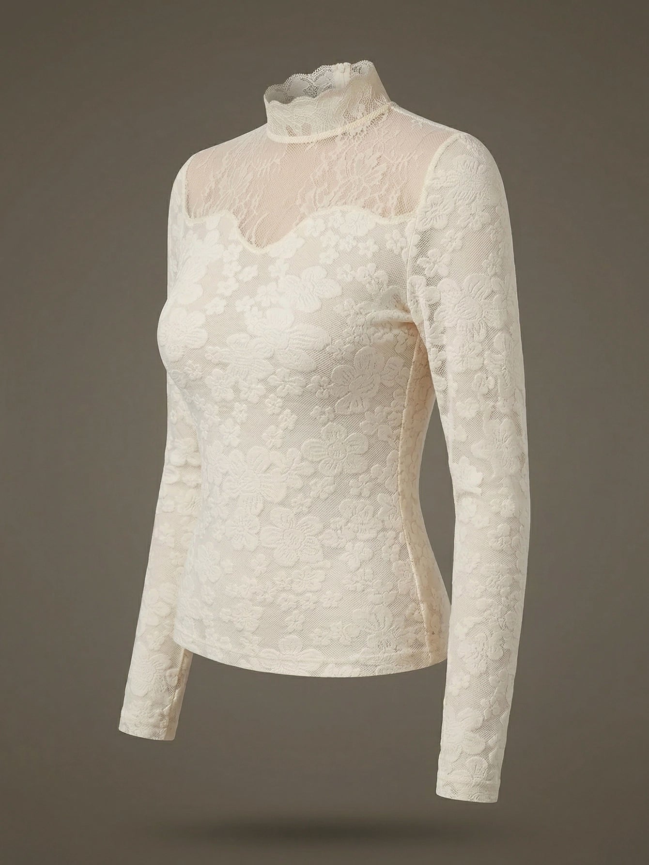 SHEIN Top DAZY Fuzzy Lace Patchwork Long Sleeve Autumn Winter Party T-Shirt Top
