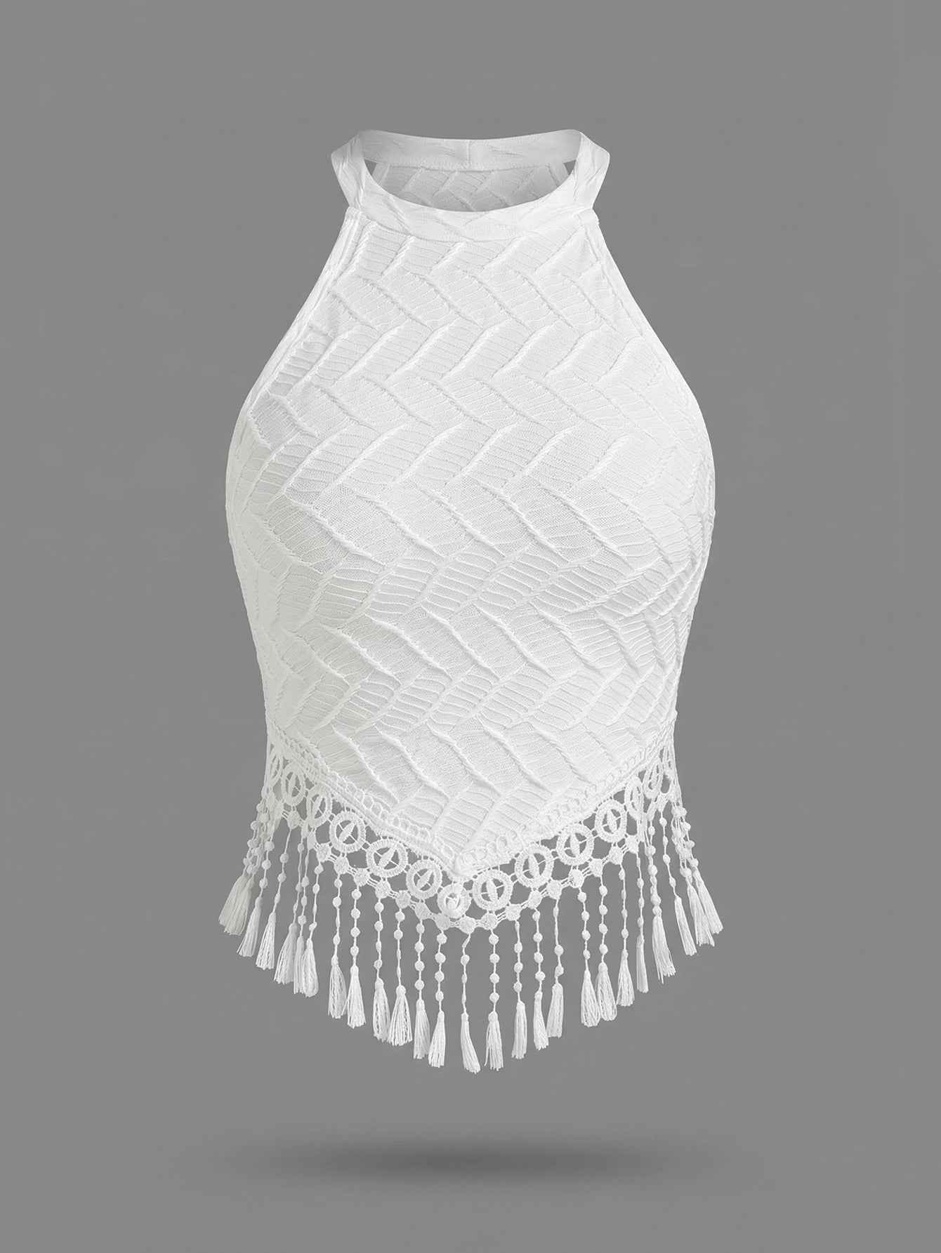 SHEIN Top Breezaya Fringe Texture Asymmetrical Hem Camisole Vacation Top