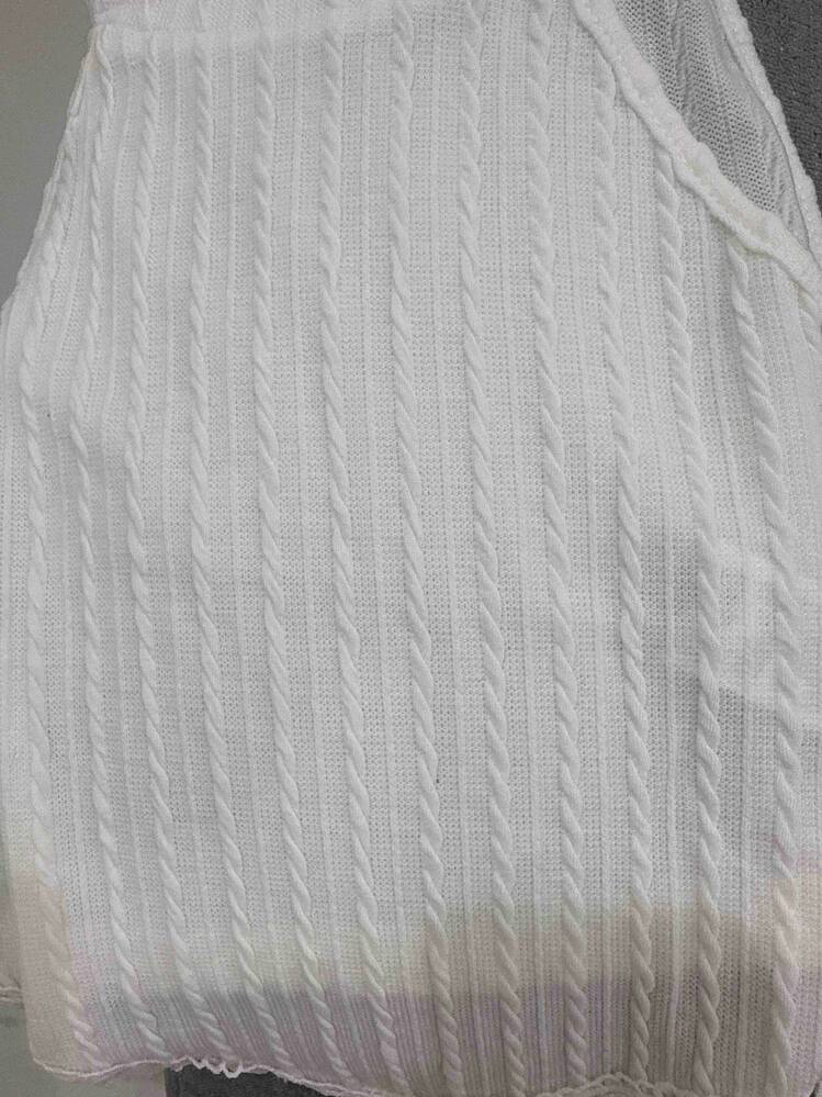 SHEIN Top Breezaya Fringe Texture Asymmetrical Hem Camisole Vacation Top