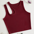 SHEIN Top INAWLY Solid Cut Out Shoulder Ribbed Knit Summer Tank Top