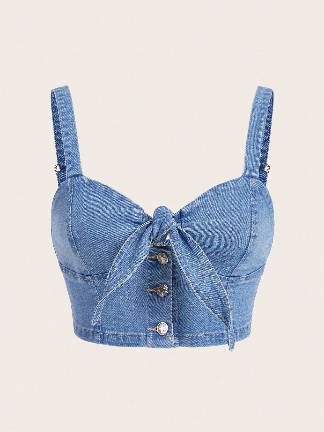 SHEIN Top SHEIN MOD Knot Front Cami Denim Summer Top