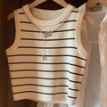 SHEIN Top SHEIN PETITE Striped Round Neck Casual Versatile Tank Top Spring Summer
