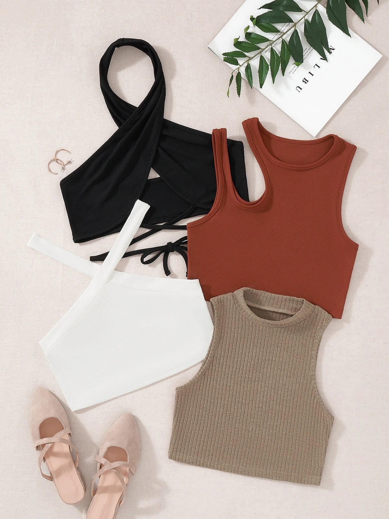 SHEIN Top SHEIN Unity 4pcs Rib Knit Casual Tops Women