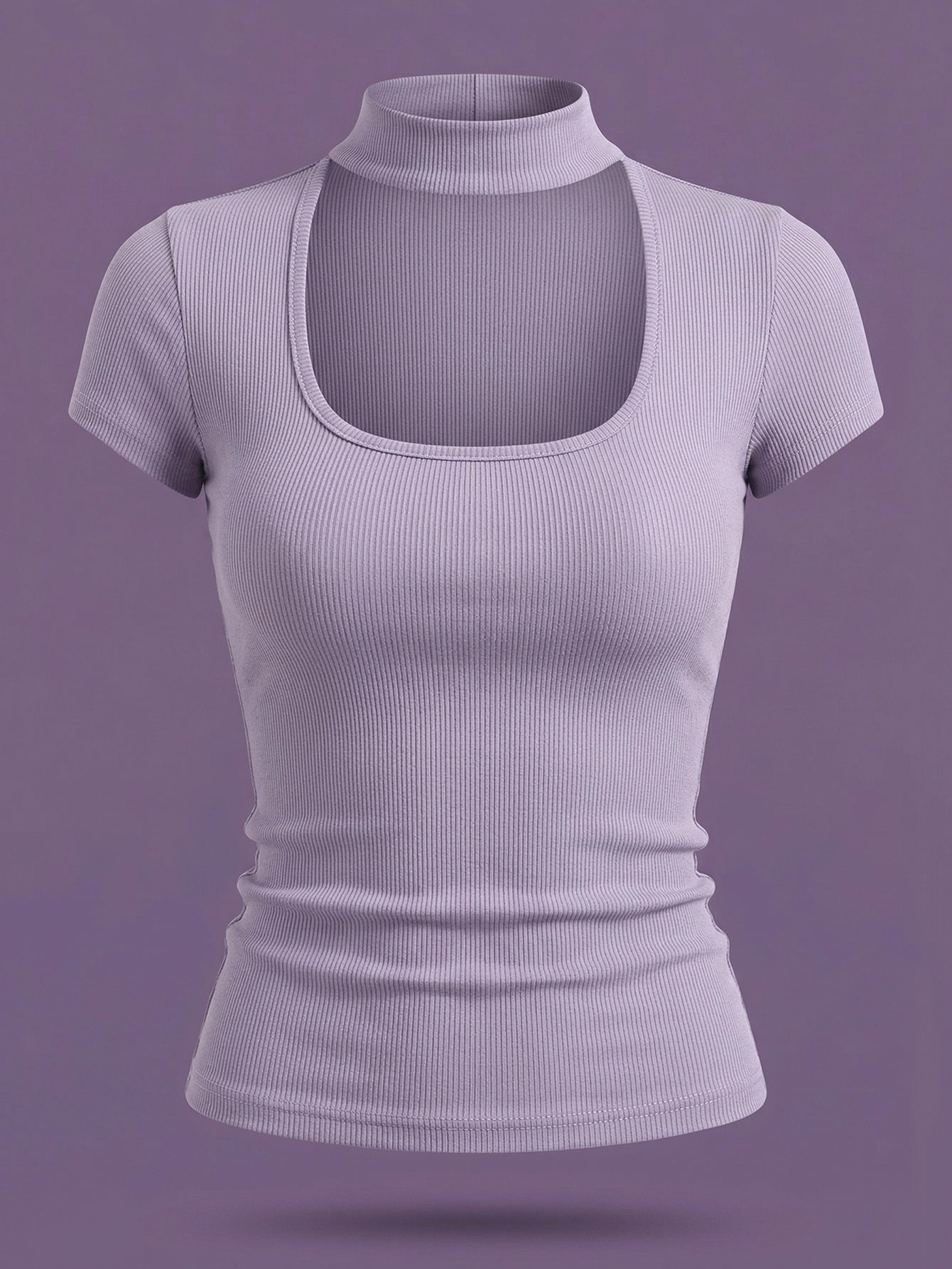 SHEIN Top DAZY Slim Fit Square Neck Super Crop Short Sleeve Summer Tee