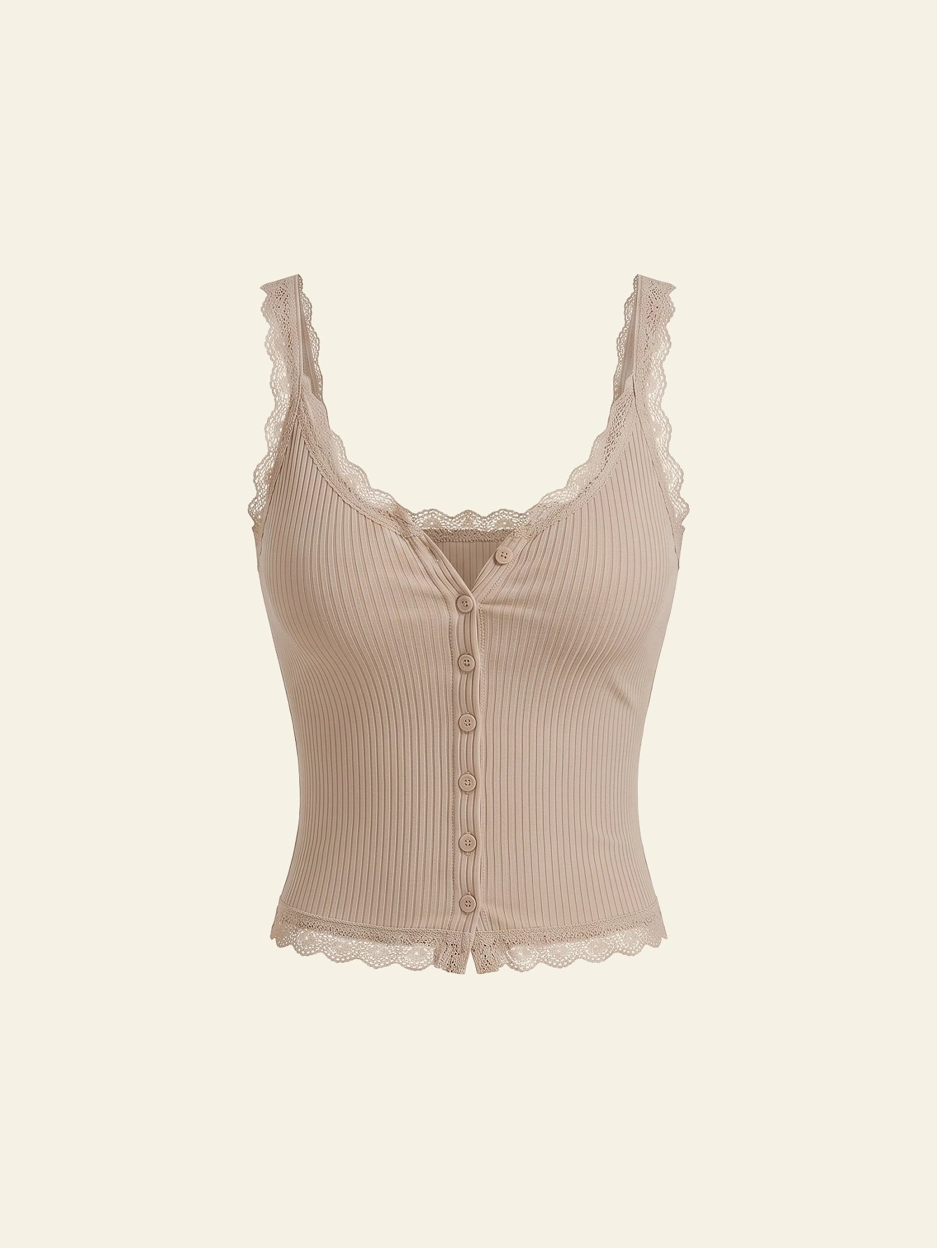 SHEIN Top DAZY Lace Slim Fit Strap Button Cami Top