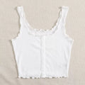 SHEIN Top EZwear Lettuce Trim Rib Knit Tank Top