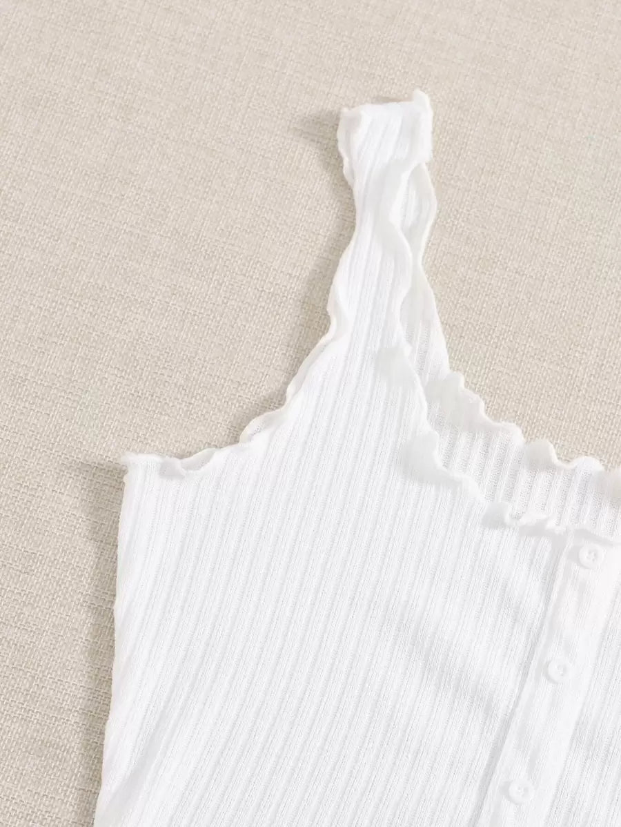 SHEIN Top EZwear Lettuce Trim Rib Knit Tank Top