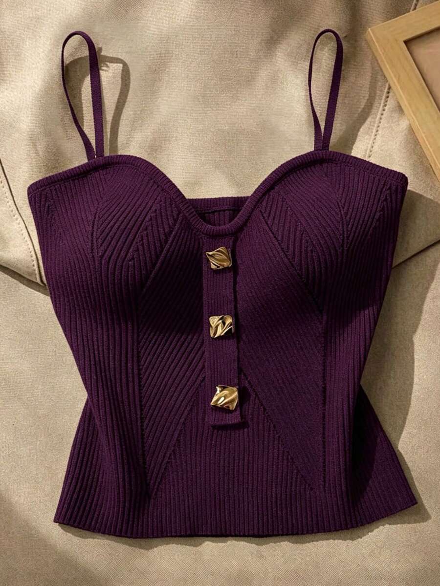 SHEIN Top RESYLA Solid Color Camisole Knit Fashion Top