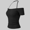 SHEIN Top DAZY Halterneck Slim Fit Short Sleeve Crop T-Shirt