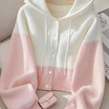 SHEIN casual cardigan in contrasting colors, long sleeves, pink knitted