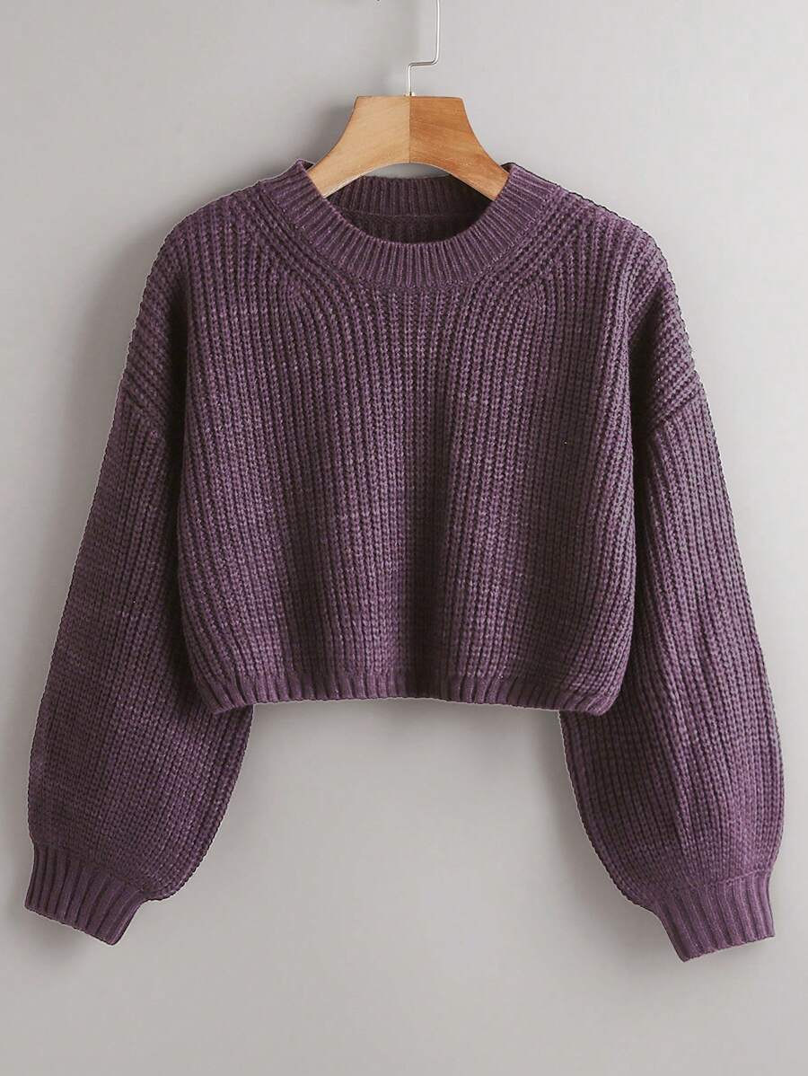 SHEIN Franclia Casual Round Neck Long Sleeve Blouse, Knitted Blouse