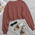 SHEIN Franclia Cropped Ribbed Knit Sweater, Long-Sleeve Knit Top