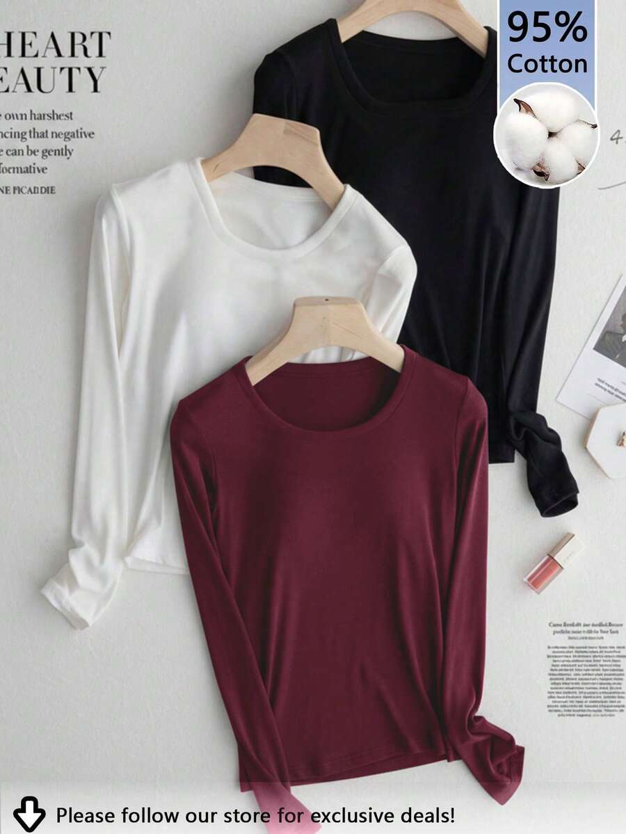 SHEIN Tseoso 3-piece crew neck blouse set, 95% cotton