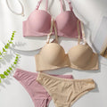 SHEIN 4pcs Women Underwire Lingerie Set with Triangular Panties