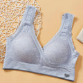 SHEIN Maternity Nursing Bra Blue Lace Cross Trim Seamless Bra