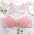 SHEIN Pink Lace Patchwork Underwire Bra with High Support and Lift