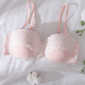 SHEIN DelicateAllure Floral Lace Push-Up Balconette Strapless Underwire Bra Pink & White