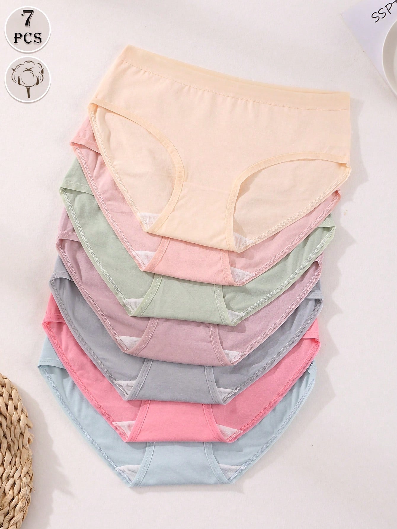 SHEIN 7pcs Women Low Waist Seamless Solid Color Breathable Panties Set