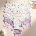SHEIN 5pcs Women Sexy Lace Patchwork Seamless Low-Rise Thong Panties Set