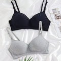 SHEIN 2pcs Women Comfortable Wireless Soft Cup Solid Bra Set