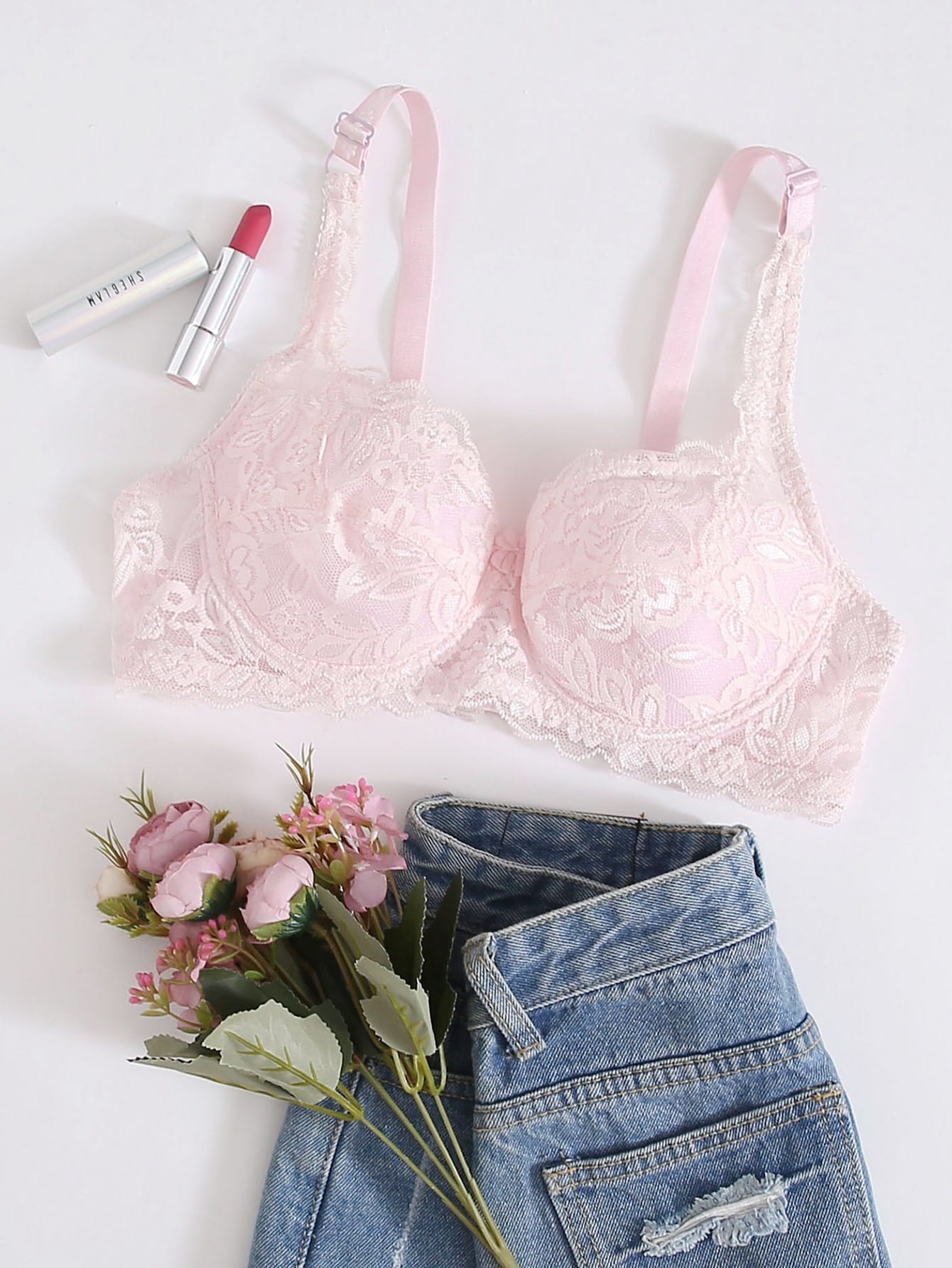 SHEIN Floral Lace Underwire Sexy Lingerie Bra