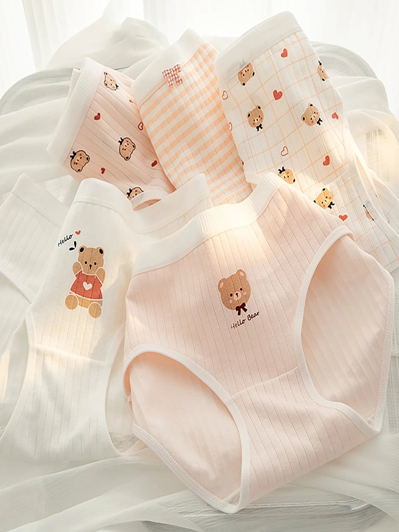 SHEIN 5pcs Women Thin Cotton Mid-Rise Underwear Panties Set