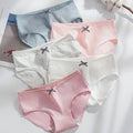 SHEIN 3pcs Women Cotton Plaid Bow & Solid Color Mid-Rise Triangle Panties Set