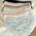 SHEIN 7pcs Women Lace Trim Solid Color Seamless Mid-Waist Briefs Set