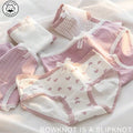 SHEIN 5pcs Teenage Girl Cotton Mid-Waist Panties with Bow Decor, Soft & Breathable